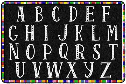 Flagship Carpets Colorful Abc's Multicolor Border Area Rug for Childrens Classroom, at Home Education or Kids Play Room, 4' x 6', Rectangle