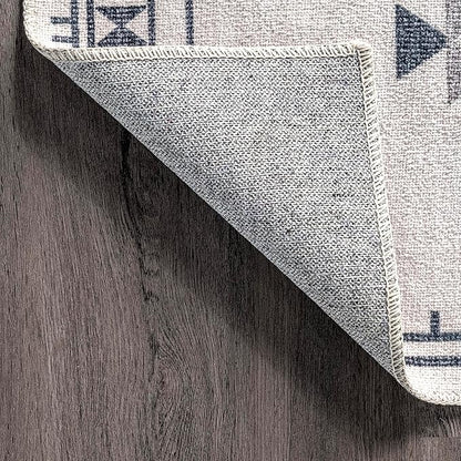 nuLOOM Evalyn Southwestern Machine Washable Ultra Thin Area Rug, 6x9, Cream