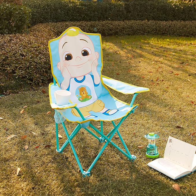 Idea Nuova Kids Indoor-Outdoor Folding Camp Chair with Carry Case, Cocomelon