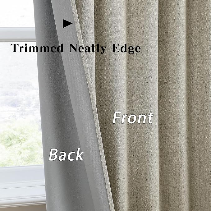 RAIN CITY 100 Inch Long Blackout Curtains for Living Room,Full Light Blocking Linen Blend Curtains with Hooks,Pinch Pleat Look Curtains for Office Bedroom Apartment,2 Panels,Taupe