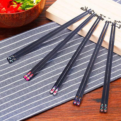 VIWIK 5 Pairs Reusable Chopsticks Premium Fiberglass Cute Japanese Korean Style Dishwasher Safe Chop sticks 9.5 Inch Gift Set