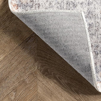 nuLOOM 2x3 Machine Washable Rain Haven Vintage Medallion Area Rug, Peach, Traditional Faded Design, Non-Slip Backing, Stain Resistant, For Bedroom, Dining Room, Living Room, Kitchen