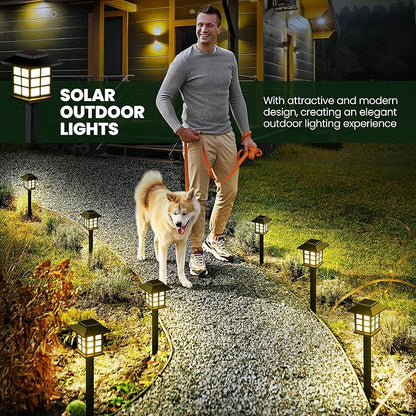 GIGALUMI Solar Outdoor Lights，8 Pack LED Solar Lights Outdoor Waterproof, Solar Walkway Lights Maintain 10 Hours of Lighting for Your Garden, Landscape, Path, Yard, Patio, Driveway
