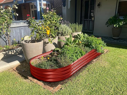 Land Guard Galvanized Raised Garden Bed Kit, Planter Boxes Outdoor, Oval Large Metal Beds for Vegetables(Brown)……