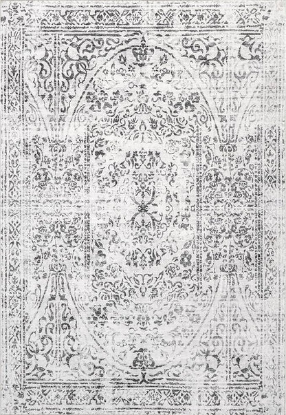 nuLOOM Bess Persian Vintage Machine Washable Ultra Thin Area Rug, 4' x 6', Ivory