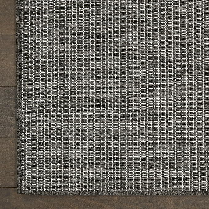 Nourison Positano Indoor-Outdoor Charcoal 4' x 6' Area Rug, Easy Cleaning, Non Shedding, Bed Room, Living Room, Dining Room, Backyard, Deck, Patio (4x6)
