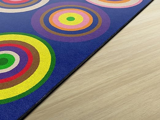 Flagship Carpets Color Rings Colorful Children's Area Rug for Kids Room Circle Seating Décor, Play Carpet for Teaching and Playing, Seats 24, 7'6" x 12', Indigo Blue