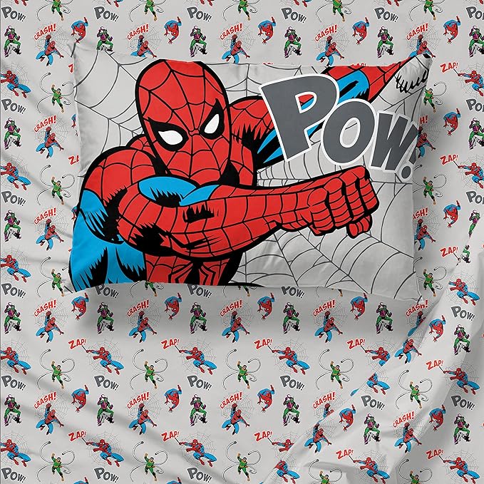 Marvel Spiderman Spidey VS 7 Piece Full Size Bed Set - includes Comforter & Sheet Set Bedding - Super Soft Fade Resistant Microfiber (Official Product)