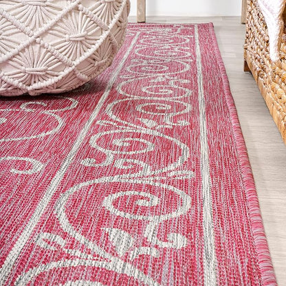 JONATHAN Y Vintage Filigree Indoor Outdoor Area Rug 3X5 Fuchsia/Light Gray, Charleston Textured Weave for Backyard, Patio, Porch, Easy-Cleaning, High Traffic, Pet-Friendly, Non-Shedding (SMB106J-3)