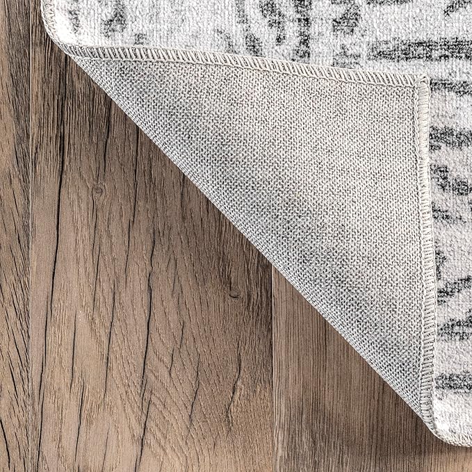 nuLOOM Bess Persian Vintage Machine Washable Ultra Thin Area Rug, 4' x 6', Ivory