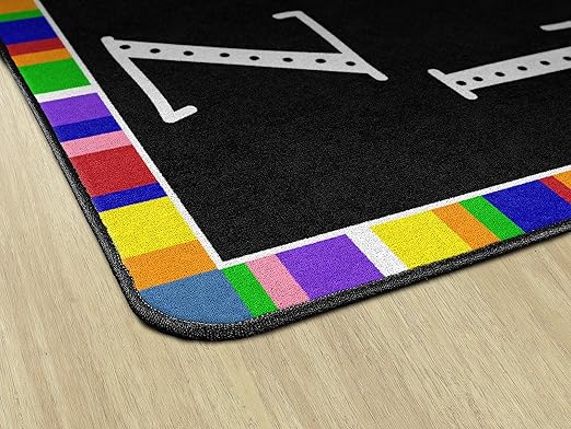 Flagship Carpets Colorful Abc's Multicolor Border Area Rug for Childrens Classroom, at Home Education or Kids Play Room, 7'6" x 12', Rectangle