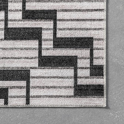 nuLOOM Tashia Modern Geometric Machine Washable Ultra Thin Area Rug, 5' x 8', Charcoal
