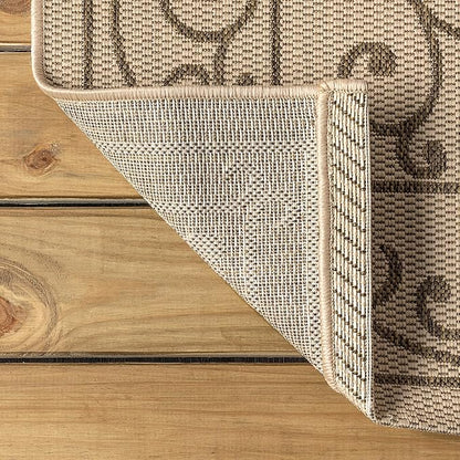 JONATHAN Y Vintage Filigree Indoor Outdoor Area Rug 10X14 Beige/Brown, Charleston Textured Weave for Backyard, Patio, Porch, Easy-Cleaning, High Traffic, Pet-Friendly, Non-Shedding (SMB106A-14)