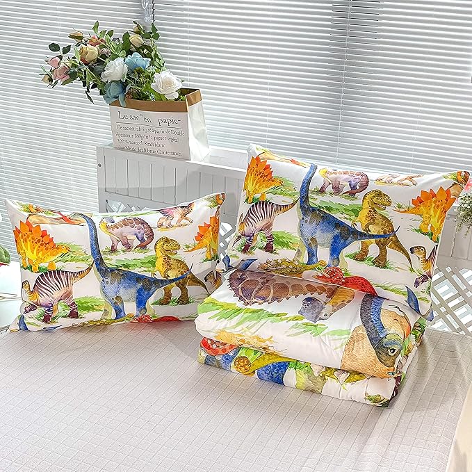 CVHOUSE Dinosaur Bedding Set,Dinosaur Comforter,Dinosaur Comforter Set Full,Microfiber Quilt Set with 1 Comforter and 2 Pillow Cases