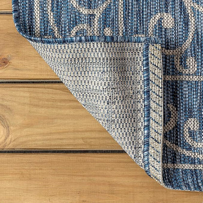 JONATHAN Y Vintage Filigree Indoor Outdoor Area Rug 5X8 Navy/Gray, Charleston Textured Weave for Backyard, Patio, Porch, Easy-Cleaning, High Traffic, Pet-Friendly, Non-Shedding (SMB106D-5)