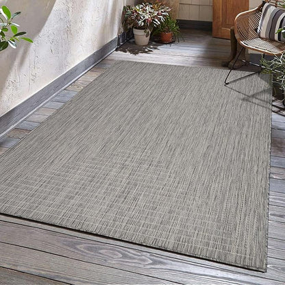 Adiva Rugs Outdoor Indoor Area Rug, Weather Resistant, Easy to Clean, Stain Resistant Floor Mat for Dining Room, Backyard, Deck, Patio (Silver Weiss, 2'6" x 7')