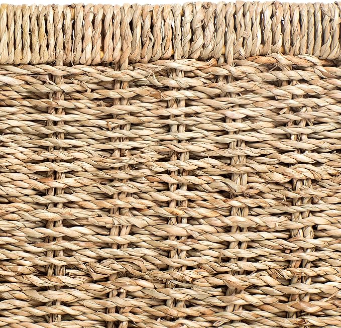 CENBOSS Wicker Baskets (Medium, Seagrass, 1PC) Rattan Storage Baskets for Shelves, Woven Seagrass Holder