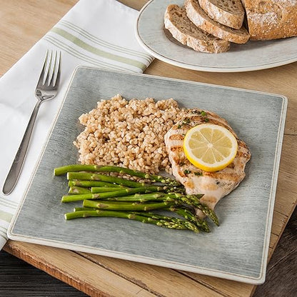 Carlisle FoodService Products Grove Reusable Plastic Plate Square Plate with Rim for Home and Restaurant, Melamine, 10.5 Inches, Smoke, (Pack of 12)