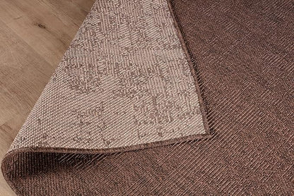 CAMILSON Easy Jute Rug 4x6, Indoor Outdoor Brown Color Fiber Area Rugs for Living Room Patio and Kitchen Rug, Solid Boho Woven Design, Easy-Cleaning, Washable Outside Carpet Alfombras (4 x 6)