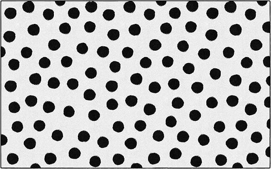 Flagship Carpets Schoolgirl Style Picasso Painted Dots Classroom Area Rug for Indoor Classroom Learning or Kid Bedroom Educational Play Mat, 7'6"x12', White