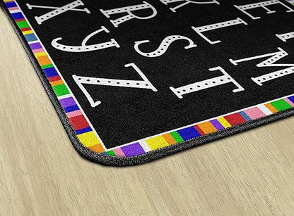 Flagship Carpets Colorful Abc's Multicolor Border Area Rug for Childrens Classroom, at Home Education or Kids Play Room, 4' x 6', Rectangle